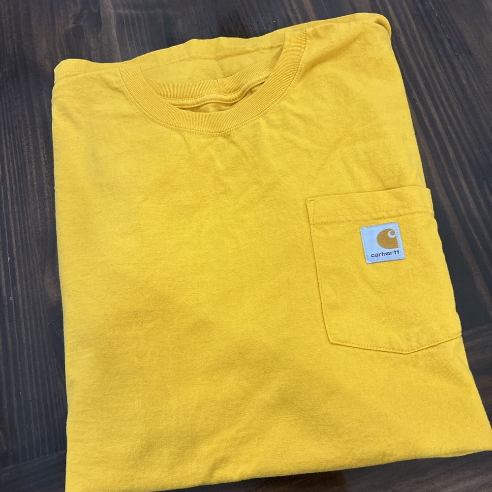 Carhartt Men's XXL Orange Pocket Logo T-Shirt Loose Fit Crew Neck Short Sleeve